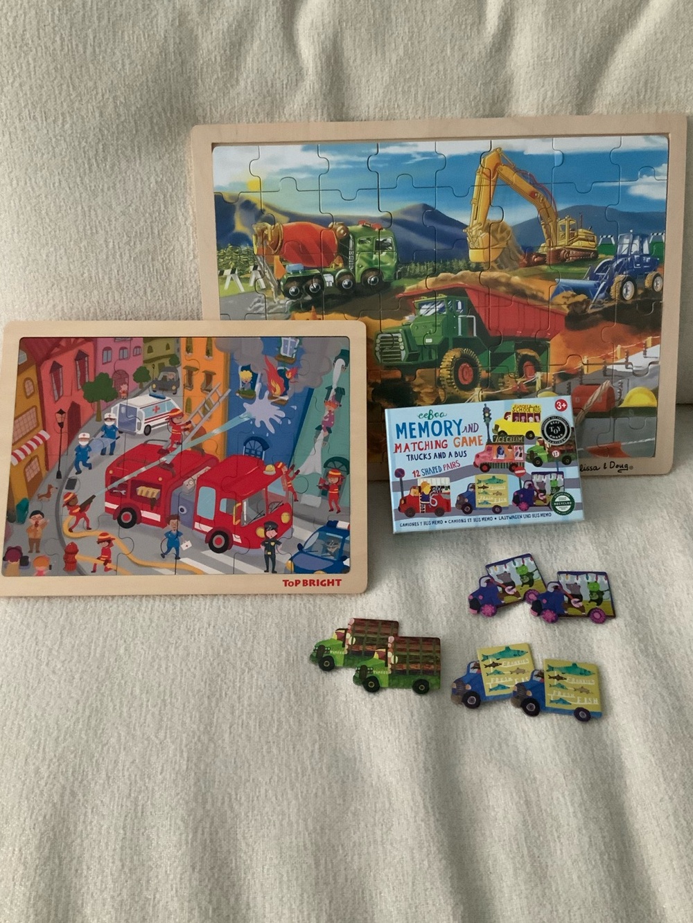 Wooden puzzles memory game learning toy bundle